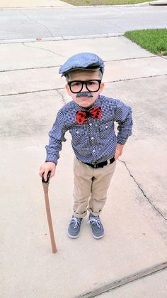 Old Man Costume For Kids, Kids Old Man Costume, Outfit Ideas For School Winter, Old Man Outfit, Diy Costumes Men, Old Man Costume, Dress Up For Boys, Golf Stick, Boys School Outfits