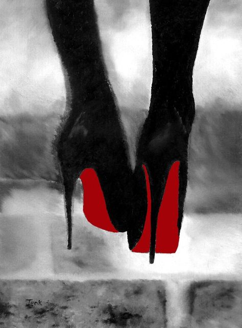 40 Beautiful Oil Paintings Like You have Never Seen Before Christian Louboutin Wedding, Christian Louboutin Wedding Shoes, Christian Louboutin Outlet, Christian Louboutin Boots, Beautiful Oil Paintings, Black Shoes Women, Red High, Fashion Painting, Shoe Art