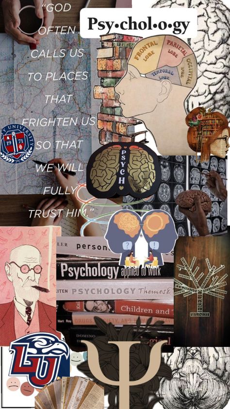 A montage of psychology Psychology Collage, Dream Psychology, Brain Models, Occipital Lobe, Psychology Studies, Frontal Lobe, Psychology Major, Psychology Student, Grad School