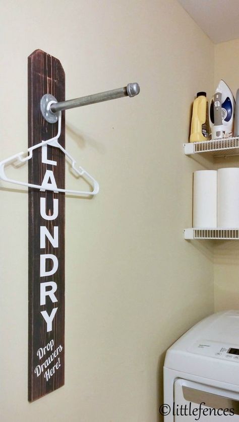 Wood Clothing Rack, Rustic Laundry, Wood Clothing, Laundy Room, Rack Industrial, Galvanized Decor, Pipe Rack, Laundry Sign, Laundry Rack