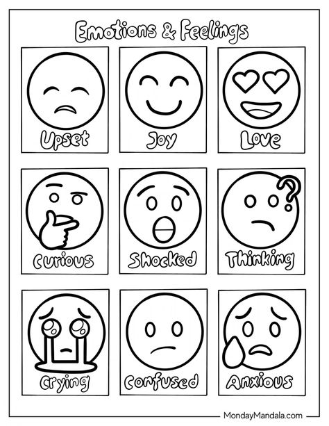 20 Emoji Coloring Pages (Free PDF Printables) Sel Coloring Pages, Social Emotional Coloring Pages, Emoji Coloring Pages Free Printable, Friendship Coloring Pages Free Printable, Feelings Coloring Pages For Kids, Emotions Coloring Pages For Kids, Emotion Cards For Kids Free Printable, Feelings Coloring Pages, Emotions Coloring Pages