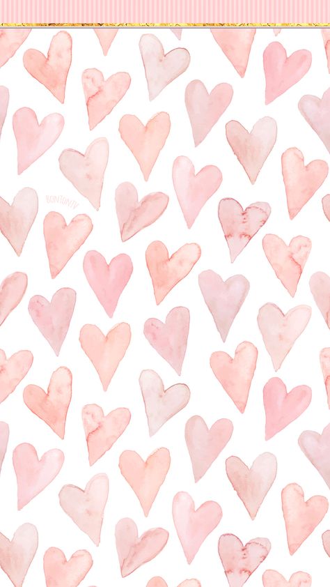 Phone Wallpapers HD Cute Pink Hearts with golden details - by BonTon TV - Free Backgrounds 1080x1920 wallpapers  #wallpaper #pozadine #bontontv Heart Watercolor, Cute Pink Background, Heart Vector, Wallpaper Disney, Kiosk Design, Most Beautiful Wallpaper, Watercolor Heart, Wallpaper Tumblr, Wallpaper Accent Wall