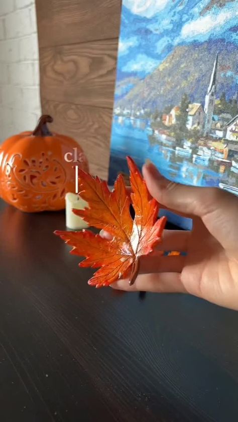 DIY_Ideas_22 | Creating beauty with my own two hands ✨💪 #CraftedWithLove #HandmadeMagic #DIYDreams #diyusa | Instagram Decoration Video, Bulletin Journal, Diy Air Dry Clay, Fall Deco, Clay Craft, Leaf Crafts, Instagram Diy, Adult Crafts, Autumn Decor