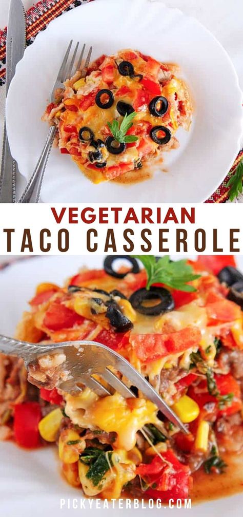 Taco Bake Vegetarian, Veggie Mexican Casserole, Vegetarian Taco Casserole, Vegetarian Mexican Pizza, Vegan Taco Casserole, Casserole With Tortillas, Mexican Lasagna With Tortillas, Taco Casserole With Tortillas, Veggie Casserole Recipes