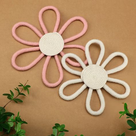 PRICES MAY VARY. Boho Nursery Decor for Girl: what you will receive are 2 pieces of woven macrame daisy flower wall hangings, 1 piece of pink and 1 piece of white, which are finishing touch to children's room or nursery, and ideal for seasonal and holiday decorations Bohemian Wall Hanging: each woven macrame daisy flower wall hanging is decorated with a piece of lanyard, you can choose different ways to hang, you can decorate it in the living room, bedroom, office, baby nursery, kids' room, livi Blush Pink Nursery Accessories, Pink Boho Nursery Baby, Farmhouse Nursery Pink, Pink White And Tan Nursery, Dusty Pink And White Nursery, Dusty Pink And Terracotta Nursery, Boho Flower Child Room Theme, Boho Flower Kids Room, Bohemian Nursery Decor