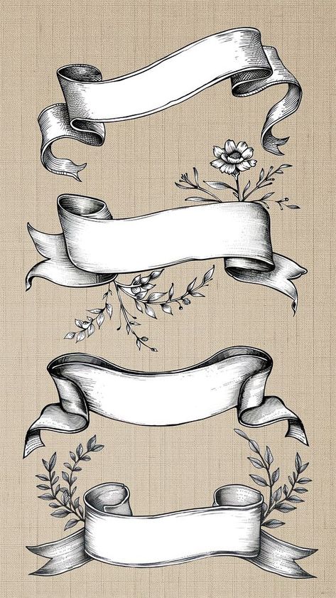 Editable vintage ribbon banner element design set | premium image by rawpixel.com / Sasi Vintage Banner Illustration, Tat Drawings, Vintage Banner Design, Vintage Banners, Vintage Banner Vector, Vintage Ribbon Banner, Banner Ribbon, Banner Clip Art, Art Banner