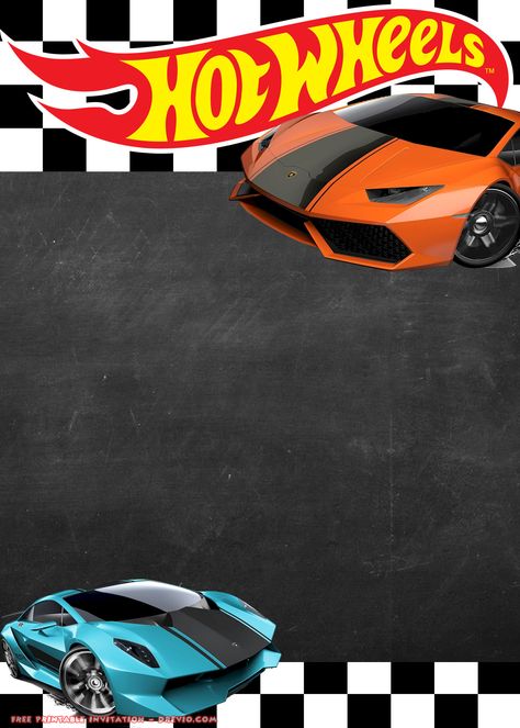 Free FREE Hot Wheels Lamborghini Invitation Templates Invitation Blank Template, Compleanno A Tema Hot Wheels, Hot Wheels Themed Birthday Party, Imprimibles Hot Wheels, Hot Wheels Invitations, Car Birthday Party Invitations, Hotwheels Birthday Party, Party Design Ideas, Cars Invitation