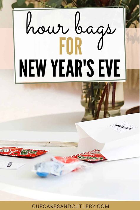 Make New Year's Eve Hourly Countdown bags! This fun activity is great for a family night at home! Surprise the kids each hour with a small treat or activity to keep them engaged all night long! Family Night At Home, New Year Eve Kids Activities, Nye Activities, Nye Countdown, New Year's Eve Party Themes, New Years With Kids, Countdown For Kids, New Years Eve Menu, Family New Years Eve