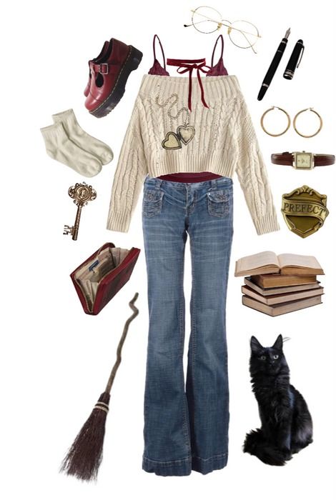 Hogsmeade Outfit, Universal Studios Outfit Gryffindor, Dark Academia Glasses, Harry Potter Outfit Ideas Gryffindor, Hogwarts Inspired Outfits Gryffindor, Quidditch Outfit Gryffindor, Doc Marten Mary Janes, Gryffindor Summer Outfit, Gryffindor Outfit