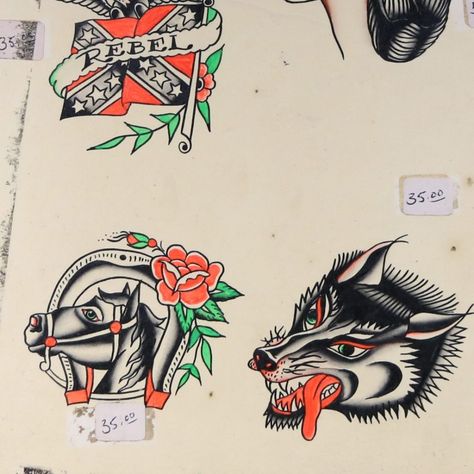 Vintage Flash – Tattoo Collection Goat Traditional Tattoo, Hudson Tattoo, Vintage Flash Tattoo, Traditional Wolf Tattoo, Trad Flash, Vintage Tattoo Flash, Antique Tattoo, Vintage Reference, Traditional Tattoo Flash Art