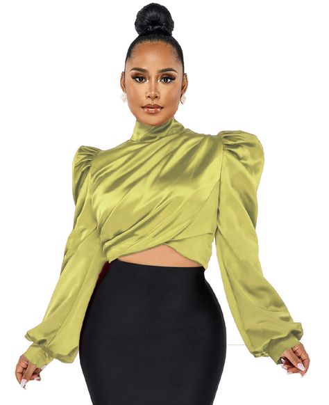 Satin Top Outfit Classy, Satin Top Outfit, Silk Tops For Women, Satin Blouse Outfit, Green Silk Shirt, Silk Tunic Top, Silver Shirt, Classy Blouses, Silk Tops Blouses