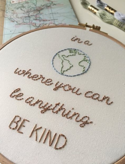 World Embroidery Hoop Art World Embroidery, Embroidery Beginner, Embroider Ideas, Modern Hand Embroidery Patterns, Cross Stitch Quotes, Hand Embroidery Videos, Embroidery Videos, Embroidery Works, Art Embroidery