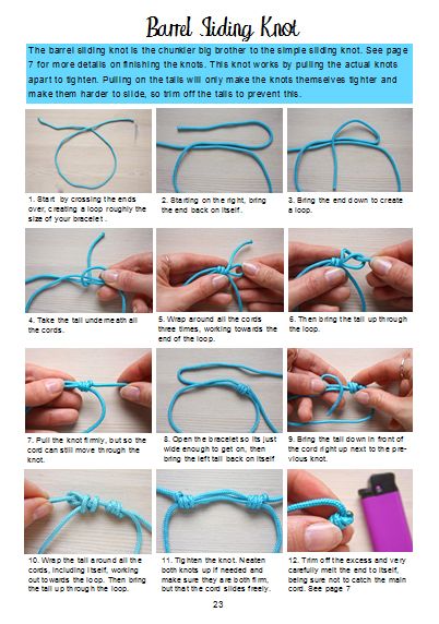 Barrel Sliding Knot - DIY Tutorial - Make and Fable Tie A Slip Knot Bracelet, Barrel Knot Tutorial, Sliding Knot Bracelet Tutorial, Adjustable Bracelet Diy Sliding Knot, Simple Sliding Knot, Sliding Knot Tutorial, Tie A Slip Knot, Adjustable Bracelet Diy, Barrel Knot