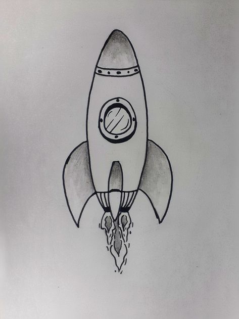 Rocket Sketch Drawings, Rocket Sketch, Ship Outline, Inktober Art, Sketch Ink, Rocket Ship, Ink Sketch, To Infinity And Beyond, Star Art