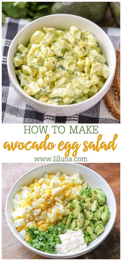 Put a little twist on your regular egg salad by adding in creamy avocado! It's the addition you never knew you needed! So yummy. #avocadoeggsalad #eggsalad #avocado #creamyeggsalad #eggsaladrecipe Eggsalad Avocado, Egg Salad With Avocado, Avocado Egg Salad Recipe, Resep Sandwich, Egg Diet Plan, Salad With Avocado, Avocado Egg Salad, Egg Salad Sandwiches, Boiled Egg Diet