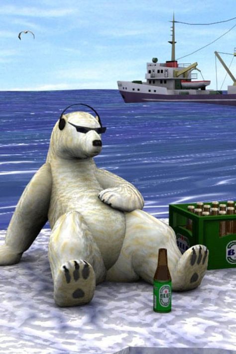 A bear is chilling and drinking beer Polar Bear Wallpaper, Bear Icon, Iphone Wallpaper Pattern, Bear Wallpaper, Polar Bears, Drinking Beer, Olaf The Snowman, Pattern Wallpaper, Polar Bear