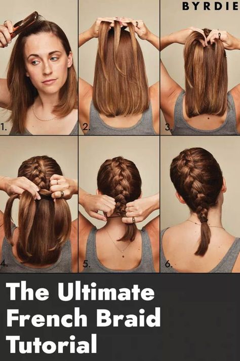 Don't let a new braiding technique intimidate you, Byrdies. Below is an easy-to-follow, step-by-step breakdown of a classic French braid. French Braid By Hair Pattern, French Braid Tips And Tricks, French Braid Your Own Hair Step By Step, Easy French Plait, How To Single French Braid Your Own Hair, French Plait Short Hair, French Brades Hairstyles, Braids I Can Do On Myself, How Ro Do A French Braid Step By Step