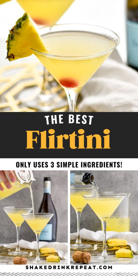 Martini Party Appetizers, Fruity Martini Recipes, Fun Martini Recipes, Flirtini Cocktail, Summer Martini Recipes, Martini Ideas, Fruity Martini, Pineapple Martini, Summer Martinis