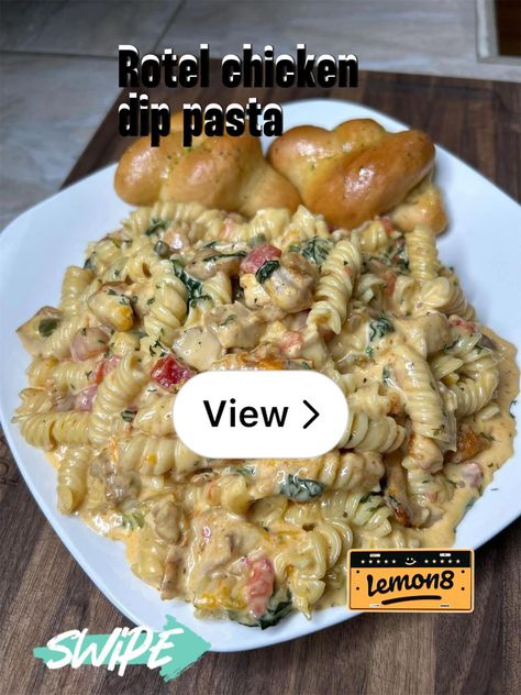 Lemon8 · Rotel chicken dip pasta recipe 😍😍  · @Jakari Lashika Carlos O Kellys Pasta Diablo, Chicken Rotel Pasta Recipes, Rotel Dip Chicken Pasta, Rotel Chicken Pasta Velveeta, Rotel Dip Pasta, Chicken And Rotel Recipes, Pasta With Rotel, Chicken Rotel Pasta, Rotel Chicken Pasta