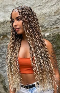 Goddess Braids With Blonde, Braids For Black Women With Curls, Black And Blonde Goddess Braids, Goddess Braids Black, Boho Goddess Braids, Hairstyle African, Goddess Braid, Women Goddess, Braids Blonde