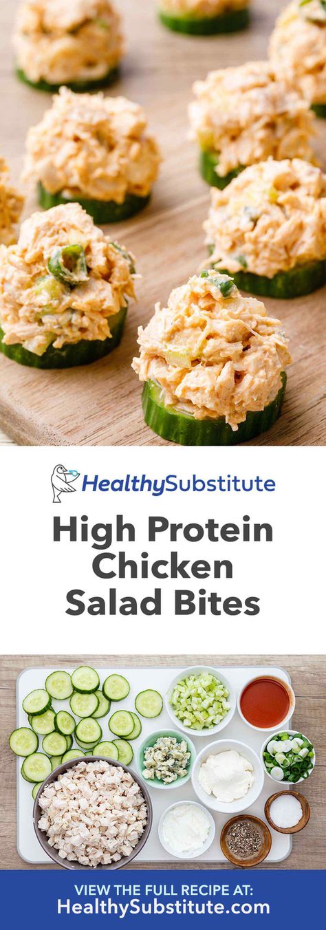 Life-changing Chicken Salad Bites (High Protein Snack) - Healthy Substitute Chicken Salad Bites, Protein Chicken Salad, High Protein Chicken Salad, Bariatric Snacks, Salad Bites, High Protein Chicken, Healthy High Protein Snacks, High Protein Snack, Different Salads