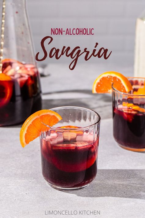 This Non-Alcoholic Sangria tastes so much like the real thing, you won't miss the alcohol! With alcohol-free wine and fresh juice, it’s a delicious mocktail to serve for any occasion. Using fresh cut up apples and oranges gives it an authentic feel. Perfect for baby showers or for just taking a break from booze! Alcohol Free Sangria, Non Alcoholic Sangria, Wine Chiller Bucket, Sugar Free Cocktails, Apples And Oranges, Alcohol Free Wine, Virgin Drinks, Cider Sangria, Apple Cider Sangria