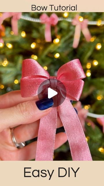 Mackenzie Biehl on Instagram: "🎀🎀🎀 Comment BOW and I'll send you my favorite ribbon. Who's going to give this easy method a try? I used 30 inches of ribbon for each bow. 

#diychristmas #diychristmasdecor #loveshackfancy" Anthropology Bow Garland, Bows For Xmas Tree, Types Of Bows Ribbons, How To Fold A Bow With Ribbon, Making Velvet Bows, Diy Christmas Ribbon Bows, Diy Giant Fabric Bow, How To Make Bow Tie, Tying A Ribbon Bow