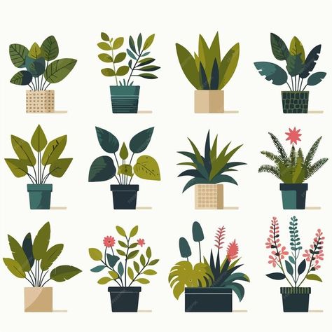 Premium Vector | Vector set of plants with a simple and minimalist flat design style Minimalist Flat Design, Minimalist Flat, Plant Vector, Wood Board, Punch Needle, Flat Design, Design Style, Premium Vector, Graphic Resources