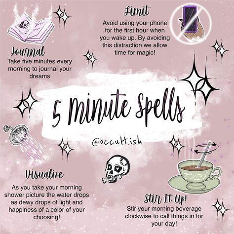 Witchcraft Community on Instagram: “⏰ 5 Minute Spells for the Busy Witch! 🕰 : I love incorporating quick spellwork into my day to day life! Here @occult.ish we have been busy…” Wicca Spells Beginners, Witchcraft For Beginners Spells, Witch Spells For Beginners, Witches Journal, Witchy Spells, Modern Day Witch, Manifestation Methods, Witch Tips, Spells For Beginners