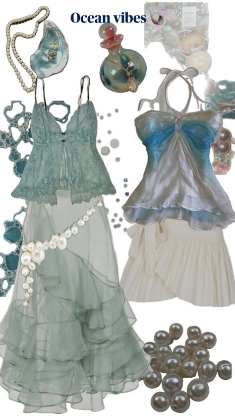 Some mermaids outfit with ocean vibes #ocean #mermaid #seashells #pearls Mermaid Outfits, Siren Costume, Ocean Outfits, Mermaid Halloween Costumes, Ocean Mermaid, Mermaid Halloween, Mermaid Outfit, Mermaid Inspired, Halloween Costume Outfits