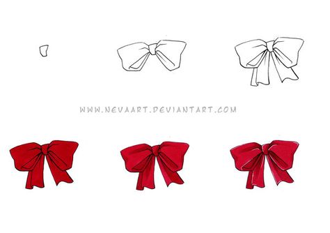 How to draw a bow How To Draw Bows Ribbons, How To Draw Bow, How To Draw A Ribbon, Bow Drawing Reference, How To Draw A Bow, Ribbon Reference, Bow Reference, Ribbon Drawing, 3d Drawing Techniques