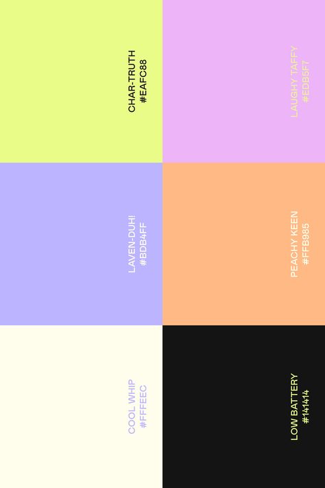 Editorial Colour Palette, Fun Purple Color Palette, Periwinkle And Yellow Color Palette, Artists Color Palette, Brand Color Palette With Hex Codes, Funky Color Palettes, Creative Colour Palette, Purple Branding Colour Palettes, Magical Website Design