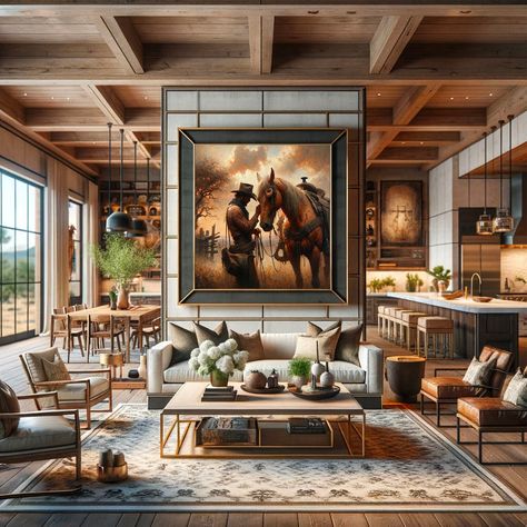 Bull Picturesover Sofa Living Room, Bull Picturesover Sofa Urban Living Room, Big Wall Art Western, Interior Design Living Room Earth Tones, Rustic Luxury Art, Western Rooms Artwork, Rustic Home Interiors Artwork, Rustic Luxe Art, Modern Cowboy Decor Interior Design