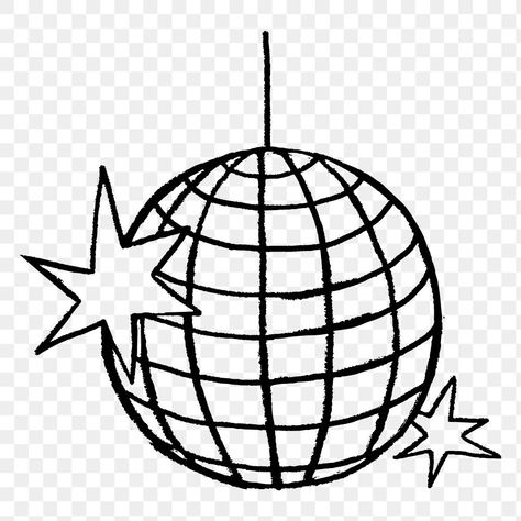 Easy Disco Ball Drawing, How To Draw A Disco Ball, Disco Ball Outline, Disco Ball Doodle, Disco Ball Drawing, Disco Illustration, Disco Ball Illustration, Disco Ball Png, Xmas Inspiration