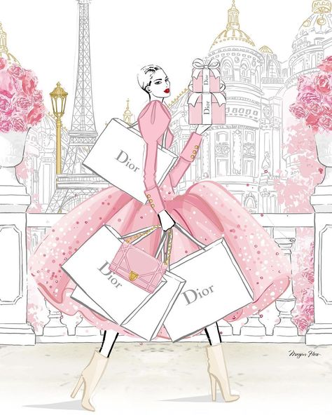 MEGAN HESS on Instagram: “DIOR TAKEDOWN!……. One of the NEW prints in my Limited Edition collection…… What could be more fun than a take down at Dior in Paris! ………………” Megan Hess Illustration, Vintage Fashion Sketches, Mode Prints, ポップアート ポスター, Dior Girl, Megan Hess, Pink Posters, Fashion Wall Art, Fashion Art Illustration