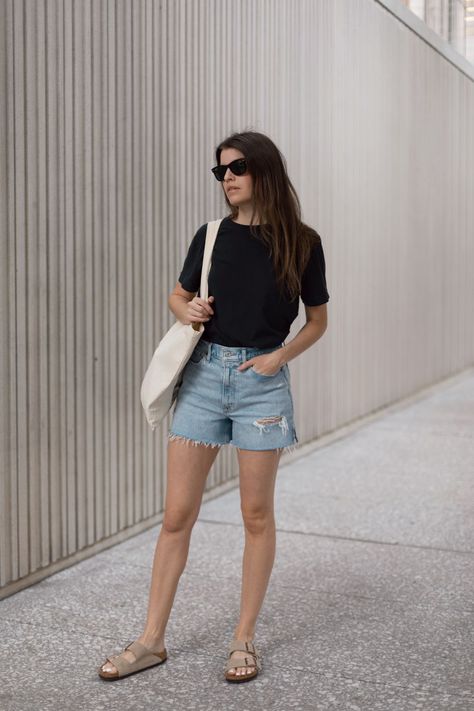 Comfort Over Style, Plain Summer Outfits, Tee And Shorts Outfits, Pangbahay Outfit, Women’s Shorts Outfits, Womens Birkenstocks Outfit, Casual Shorts Outfit For Women, Summer Birkenstock Outfit, Birkenstock Outfit Women