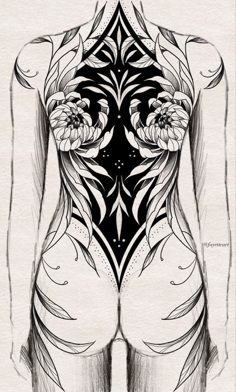 Blackout Back Tattoo, Back Piece Tattoo Women, Backpiece Tattoo Design, Blackwork Back Tattoo, Back Tattoo Sketch, Black Back Tattoo, Back Tattoo Stencil, Women Tattoo Sketch, Backpiece Tattoo For Women