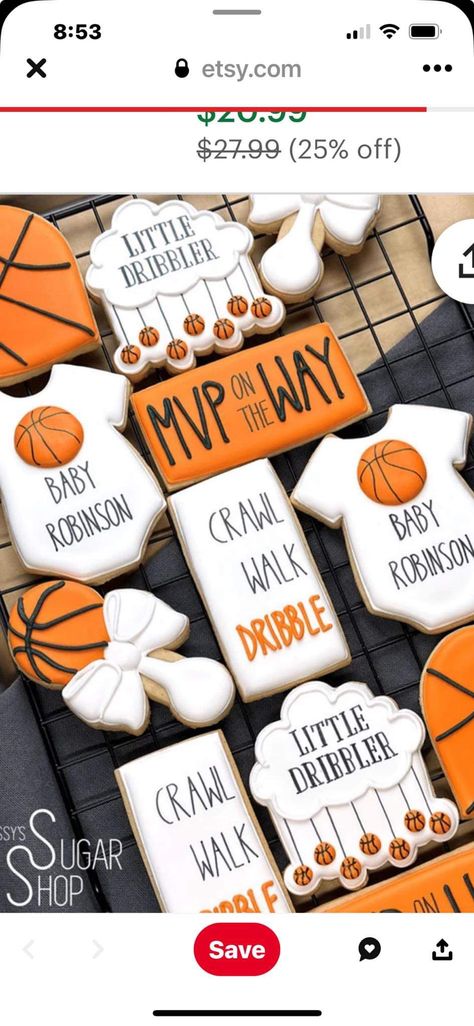 March Madness Baby Shower Ideas, All Star Baby Shower Ideas Boys, Basketball Theme Baby Shower Ideas, Basketball Baby Shower Ideas, Basketball Theme Baby Shower, Basketball Cookies, Basketball Baby Shower, Basketball Baby, Basketball Theme