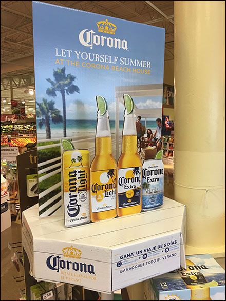 Corona Light-Beer Table-Top Display – Fixtures Close Up In Store Display Merchandising Ideas, Merchandise Table Display Ideas, Table Top Display Ideas, Beverage Display, Beer Display, Promotion Table, Happy Birthday Beer, Beer Ingredients, Beer Table