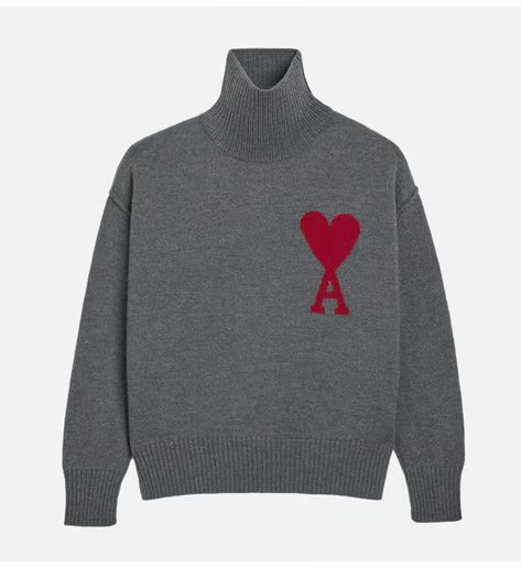 Pull Ami de Coeur Rouge unisexe Gris chiné - AMI Paris | Galeries Lafayette Ami Paris, Galeries Lafayette, Paris, Boutique, Clothes