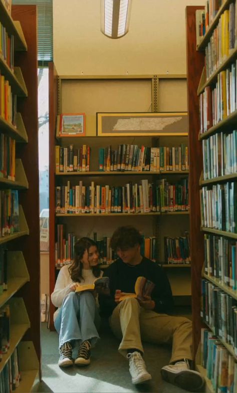 Library Love Couple Aesthetic, Couple With Books Aesthetic, Romance Photography Poses, Romantic Moments Aesthetic, Book Dates Aesthetic, Good Relationship Aesthetic, Couple In A Library, Wholesome Couple Pictures, People In Love Aesthetic