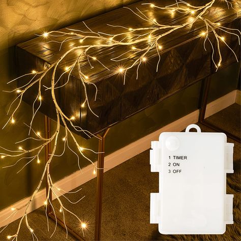 PRICES MAY VARY. 🎄 Timer Fuction: Battery operated and with a built-in auto-timer, this garland lights up at the same time every day, runs for 6 hours and then turns off automatically for 18 hours. 🎄 48 LED 6FT Vine Lights: 48 LED fairy lights decorated on the end of branches,creating a cozy and soft glow,These lights have 30,000 hours lifespan, and bulbs are non-replaceable. 🎄 Rustic Garland Lights: Invisible wire well hidden inside of the twig garland, elaborately crafted with delicate birc Vine Lights, Winter Kitchen Decor, Twig Garland, Rustic Garland, Garland Lights, Eid Al-adha, Christmas Fireplace Decor, Unique Christmas Decorations, Led Fairy Lights