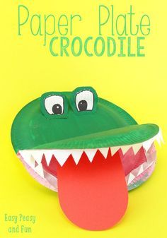 Crocodile Paper Plate Craft for Kids - this tutorial is such a great diy idea for little ones! Crocodile Craft, Paper Plate Art, Paper Plate Animals, Moldes Para Baby Shower, Paper Plate Craft, Paper Plate Crafts For Kids, Animal Crafts For Kids, Paper Plate Crafts, Plate Crafts