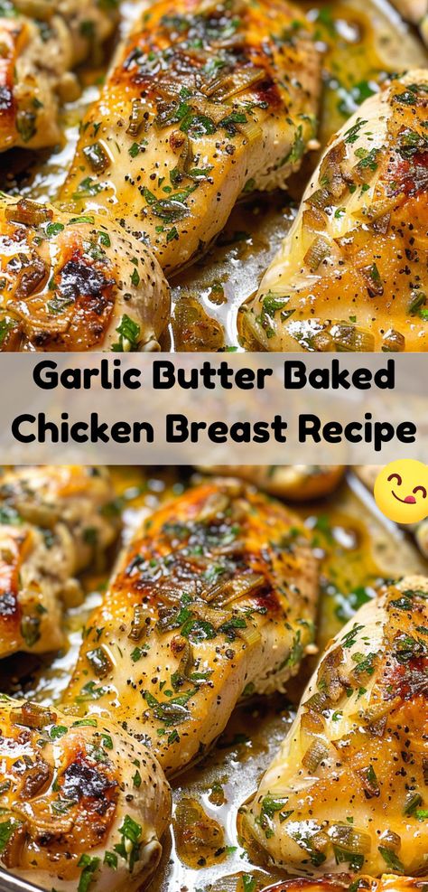 Easy garlic butter baked chicken breast recipe Butter Baked Chicken, Chicken Breast Oven Recipes, Quick Chicken Breast Recipes, Oven Baked Chicken Breasts, Chicken Breast Recipes Baked, Easy Chicken Breast, Chicken Breast Recipes Easy, Easy Baked Chicken, Butter Chicken Recipe