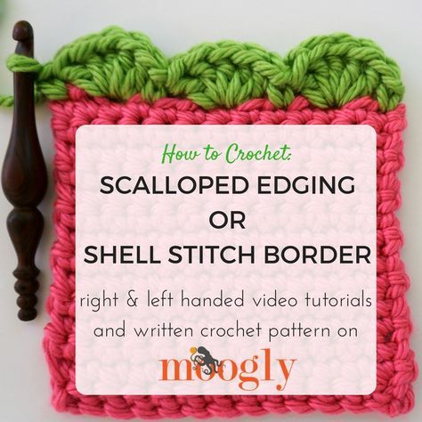 Crochet Scalloped Edge, Crochet Edging Pattern, Crochet Blanket Border, Crochet Border Patterns, Crochet Hack, Crochet Shell Stitch, Crochet Edging Patterns, Crochet Dishcloth, Easy Crochet Projects