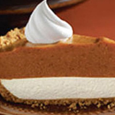 I came across this receipe years ago from one of those Sunday paper coupon leaflets (1996) and have been making it every year since from Thanksging thru Christmas...This is a very simple nobake pie that even the children can't wait to get a piece of..Mix & Enjoy!!!! Double Layer Pumpkin Pie, Double Layer Pumpkin Cheesecake, Layered Pumpkin Cheesecake, Coconut Dessert, Pumpkin Pie Cheesecake, Pumpkin Cheesecake Recipes, No Bake Pumpkin Pie, Delicious Family Meals, Pumpkin Desserts