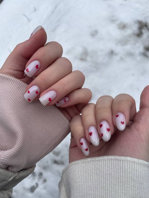 Matching Valentines Nails With Bestie, Nails For Sisters, Saint Valentine Nails, Matching Valentines Nails, Nails Saint Valentin, Nails Matching With Bestie, Nails For Besties, Bsf Nails Matching, Matching Nails With Bff