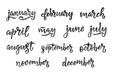 Handwritten names of months december, ja... | Premium Vector #Freepik #vector November Calligraphy, Modern Calendar Design, Name Of Months, Blue Calendar, Calendar Design Template, Modern Calendar, Vintage Letters, New Year Calendar, Business Calendar