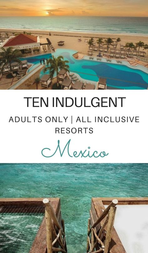 So beautiful! Theres nothing like an indulgent getaway without kids to relax & rejuvenate. These 10 adults only all inclusive resorts in Mexico are waiting just for you. Click through to read now... All Inclusive Mexico, Resorts In Mexico, Mexico Honeymoon, Best All Inclusive Resorts, Mexico Resorts, All Inclusive Vacations, Romantic Vacations, Mexico Vacation, Inclusive Resorts