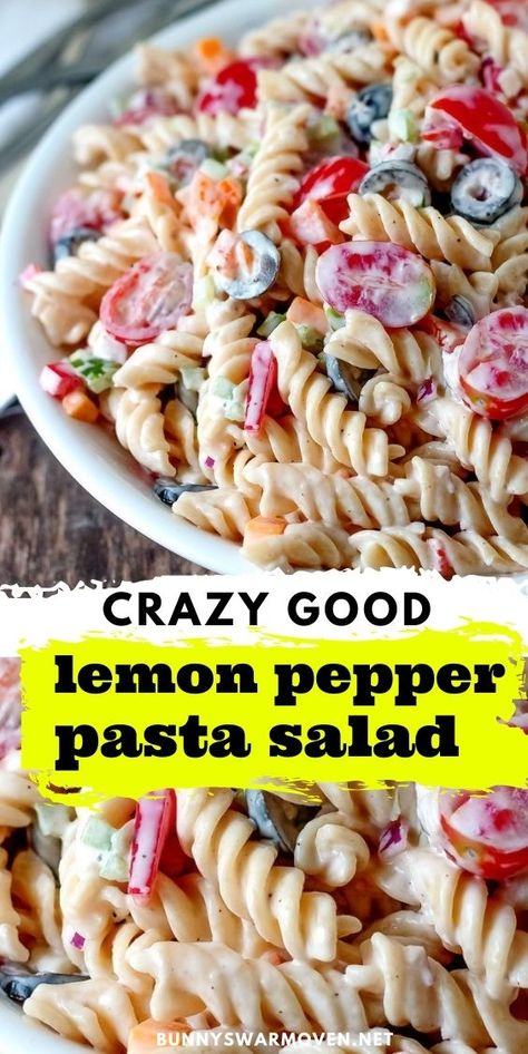 Lemon Pepper Chopped Salad, Lemon Pepper Veggies, Lemon Pepper Pasta Salad, Pasta Salad With Lemon Vinaigrette, Pasta Salad With Peppers, Lemon Pepper Recipes, Pepper Pasta Salad, Lemon Pepper Pasta, Deli Salad